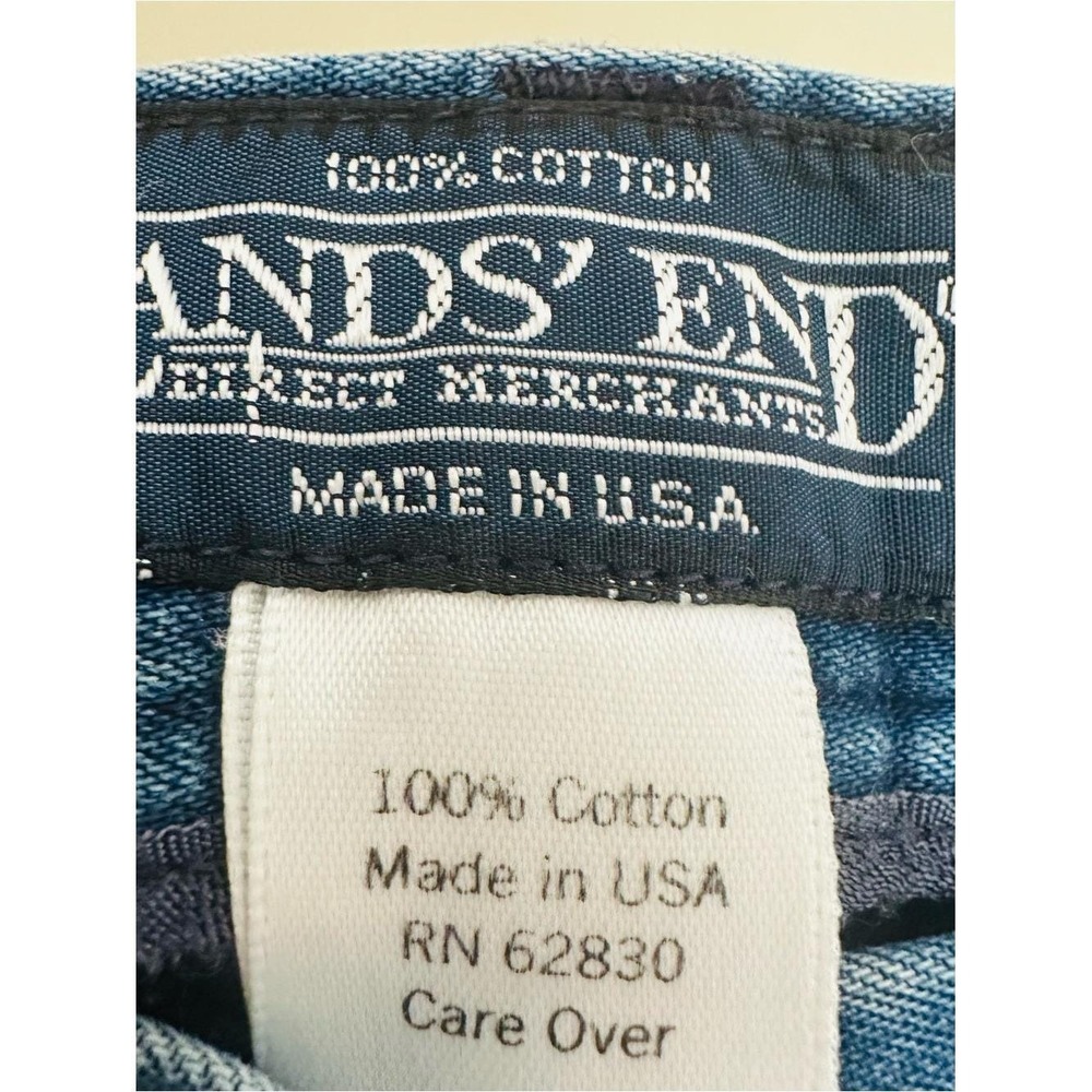 Vintage Lands End Denim Midi Skirt Blue Cotton Pleated High Waist Made in USA - Picture 4 of 7